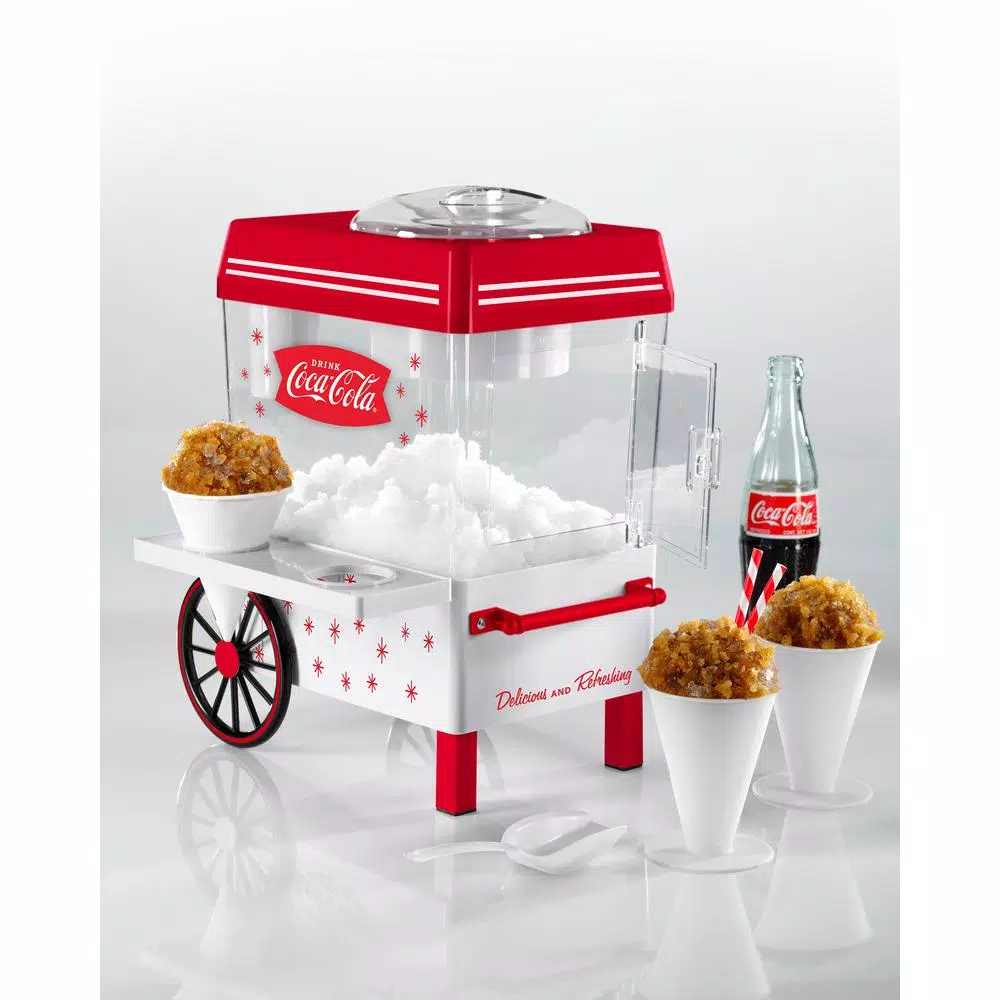 Dessert Makers Nostalgia 160 Oz. Coca-Cola Red Snow Cone Machine With Reusable Cones 2 Dessert Makers Nostalgia 160 Oz. Coca-Cola Red Snow Cone Machine With Reusable Cones - Image 2