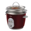 Cookers Oster 6-Cup Red Rice Cooker With Steaming Tray, Measuring Cup And Rice Paddle