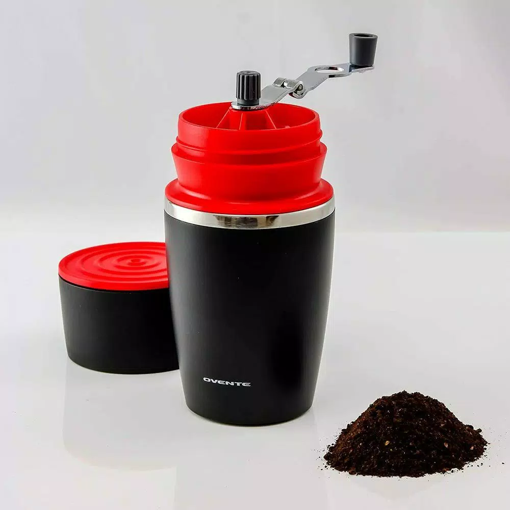 Coffee Makers Ovente Single Serve Red Coffee Grinder, French Press, 2-in-1 Carafe Coffee Maker Machine, With Insulated Cup 6 Coffee Makers Ovente Single Serve Red Coffee Grinder, French Press, 2-in-1 Carafe Coffee Maker Machine, With Insulated Cup - Image 6