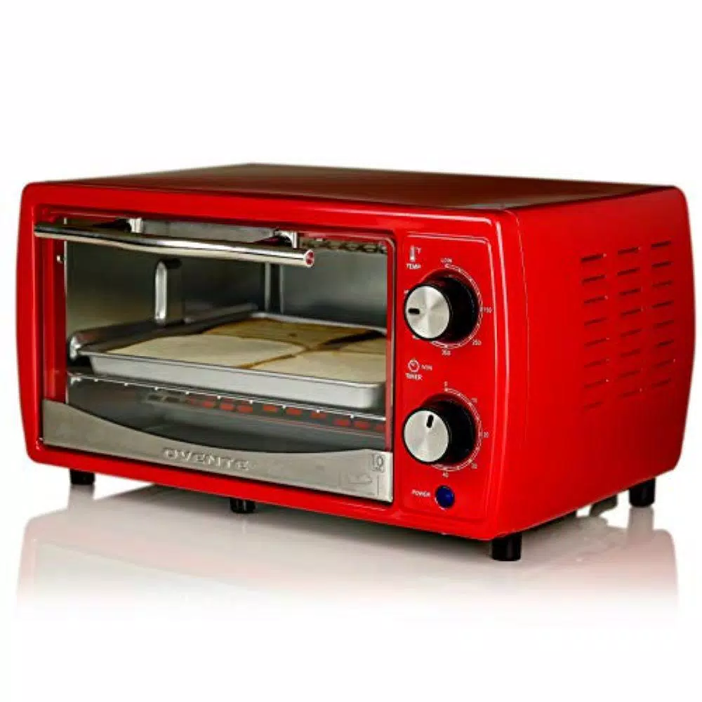 Toasters Ovente 700-Watt 4-Slice Red Electric Toaster Oven With Timer Knob And Tempered Glass Door Cool-Touch Handle, Includes LED Light 1 Toasters Ovente 700-Watt 4-Slice Red Electric Toaster Oven With Timer Knob And Tempered Glass Door Cool-Touch Handle, Includes LED Light