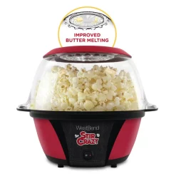 Popcorn Machines West Bend 6 Oz. Red Stir Crazy Electric Hot Oil Popcorn Popper Machine With Stirring Rod Large Lid With Improved Butter Melting -BergHOFF Shop red west bend popcorn machines 82707 1f 1000