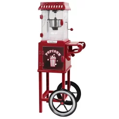 Popcorn Machines West Bend Popcorn Cart 2.5 Oz Non-Stick Stainless Steel Kettle, Makes 10 Cups, Cabinet Built-In Light, With Spoon & Scoop