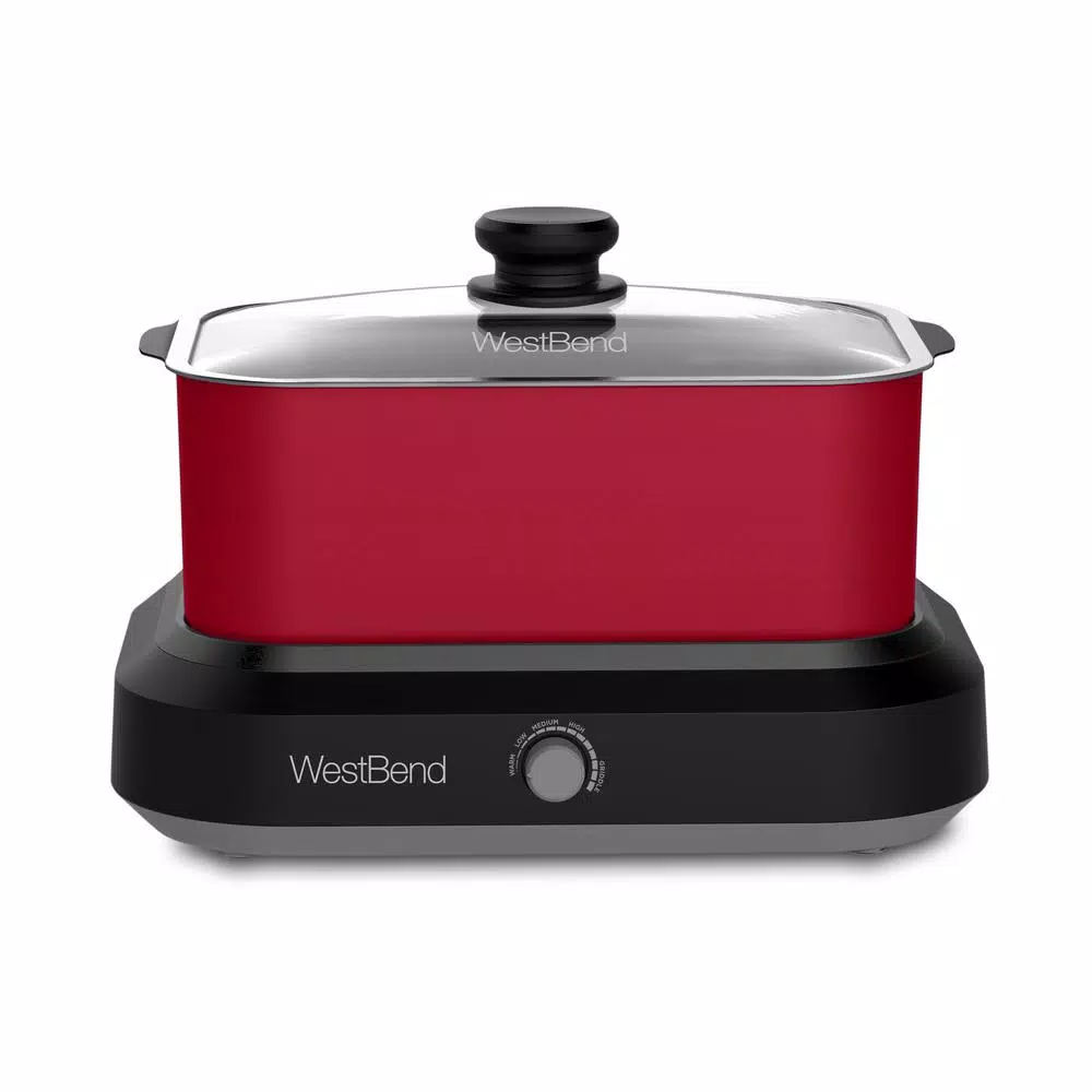 Cookers West Bend 5 Qt. Red Non-Stick Versatility Slow Cooker With 5-Temperature Settings Includes Travel Lid And Thermal Tote 1 Cookers West Bend 5 Qt. Red Non-Stick Versatility Slow Cooker With 5-Temperature Settings Includes Travel Lid And Thermal Tote