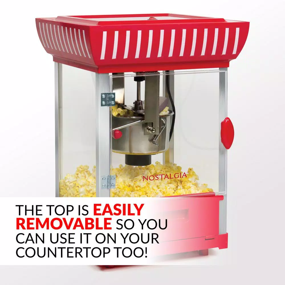 Popcorn Machines Nostalgia 380 W 2.5 Oz. Red Hot Air Popcorn Cart With Easy Mobility 5 Popcorn Machines Nostalgia 380 W 2.5 Oz. Red Hot Air Popcorn Cart With Easy Mobility - Image 5
