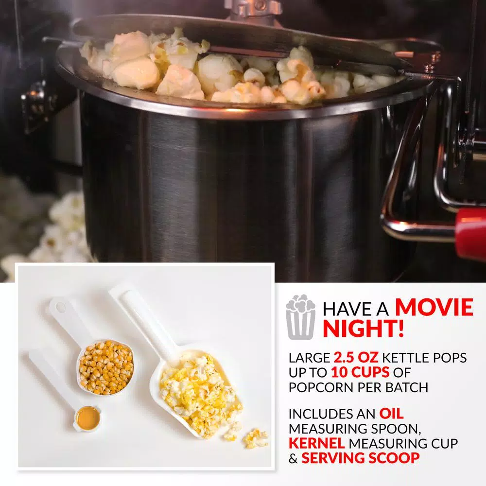 Popcorn Machines Nostalgia 380 W 2.5 Oz. Red Hot Air Popcorn Cart With Easy Mobility 3 Popcorn Machines Nostalgia 380 W 2.5 Oz. Red Hot Air Popcorn Cart With Easy Mobility - Image 3