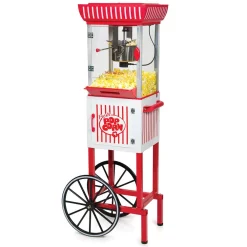Popcorn Machines Nostalgia 380 W 2.5 Oz. Red Hot Air Popcorn Cart With Easy Mobility