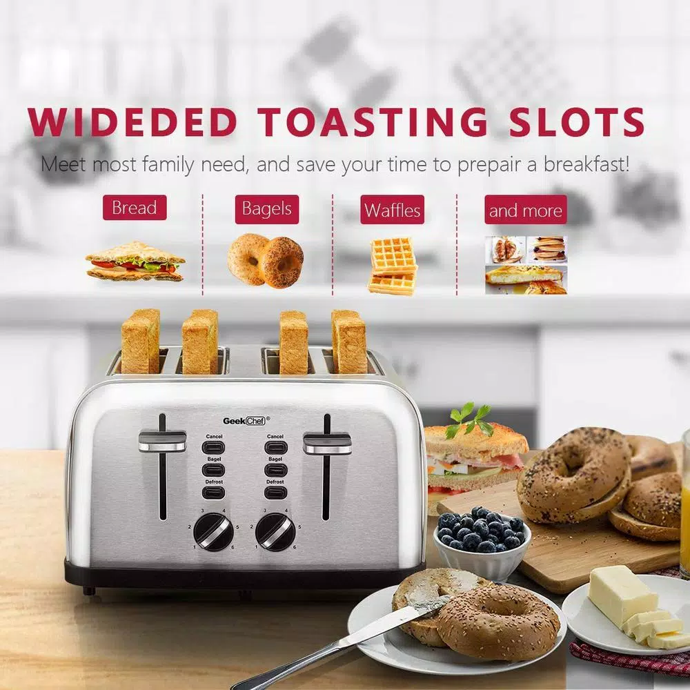 Toasters Boyel Living 1500 W 4-Slice Silver Wide Slot Toaster With Dual Control Panels 6 Toasters Boyel Living 1500 W 4-Slice Silver Wide Slot Toaster With Dual Control Panels - Image 6