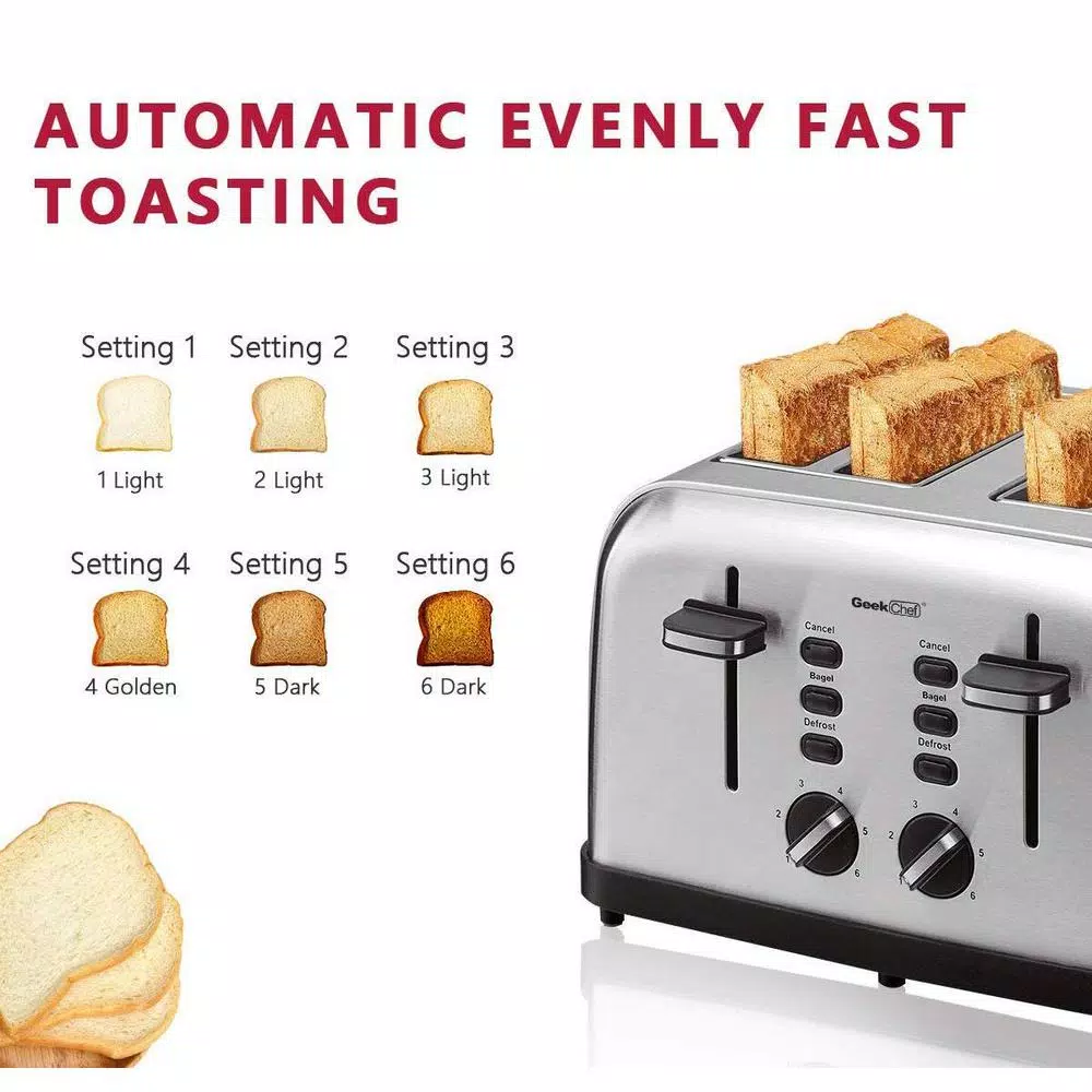 Toasters Boyel Living 1500 W 4-Slice Silver Wide Slot Toaster With Dual Control Panels 7 Toasters Boyel Living 1500 W 4-Slice Silver Wide Slot Toaster With Dual Control Panels - Image 7