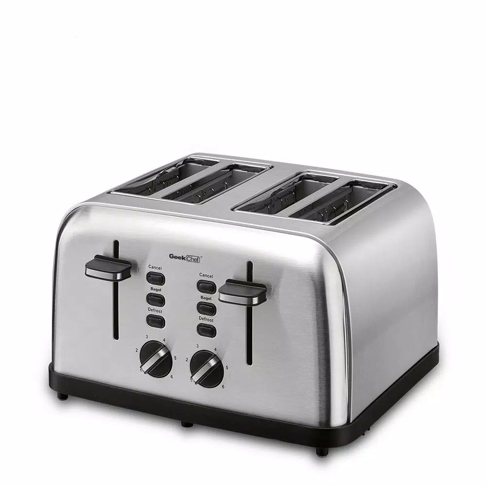 Toasters Boyel Living 1500 W 4-Slice Silver Wide Slot Toaster With Dual Control Panels 1 Toasters Boyel Living 1500 W 4-Slice Silver Wide Slot Toaster With Dual Control Panels