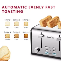 Toasters Boyel Living 1650 W 4-Slice Silver Wide Slot Toaster With Dual Control Panels Of Bagel, Defrost And Cancel Function -BergHOFF Shop silver boyel living pop up toasters gbk gts4b 76 1000
