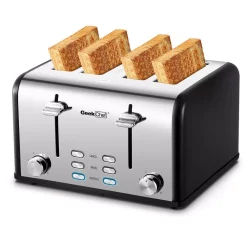 Toasters Boyel Living 1650 W 4-Slice Silver Wide Slot Toaster With Dual Control Panels Of Bagel, Defrost And Cancel Function -BergHOFF Shop silver boyel living pop up toasters gbk gts4b c3 1000