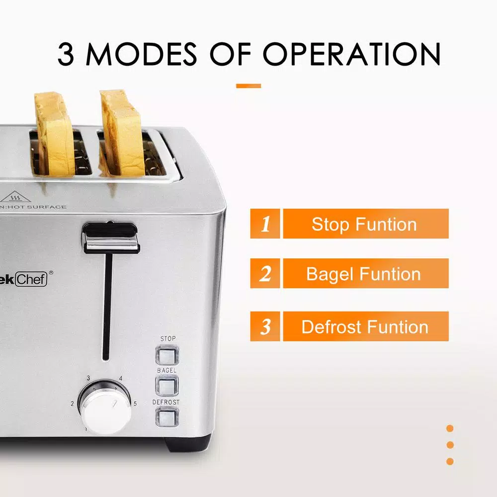 Toasters Boyel Living 1500 W 4-Slice Silver Wide Slot Toaster With 6 Bread Shade Settings And Removable Crumb Tray 5 Toasters Boyel Living 1500 W 4-Slice Silver Wide Slot Toaster With 6 Bread Shade Settings And Removable Crumb Tray - Image 5