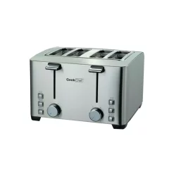 Toasters Boyel Living 1500 W 4-Slice Silver Wide Slot Toaster With 6 Bread Shade Settings And Removable Crumb Tray