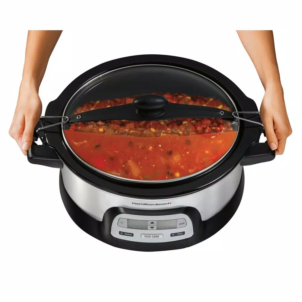 Cookers Hamilton Beach FlexCook 6 Qt. Silver Programmable Slow Cooker With Temperature Controls 5 Cookers Hamilton Beach FlexCook 6 Qt. Silver Programmable Slow Cooker With Temperature Controls - Image 5