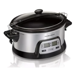 Cookers Hamilton Beach FlexCook 6 Qt. Silver Programmable Slow Cooker With Temperature Controls