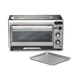 Toasters Hamilton Beach 2 In 1 1450 W 4-Slice Silver Toaster Oven With 2-Slice Toaster Slots