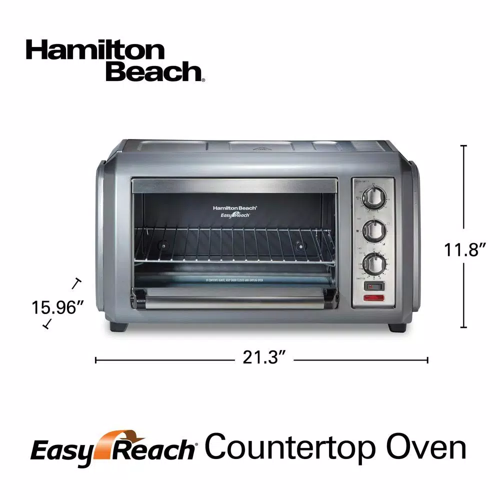 Toasters Hamilton Beach Easy Reach 1500-Watts 6-Slice Grey Toaster Oven With Roll-Top Door 2 Toasters Hamilton Beach Easy Reach 1500-Watts 6-Slice Grey Toaster Oven With Roll-Top Door - Image 2