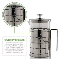 Coffee Makers Ovente 3-Cup Silver Borosilicate Glass Heat-Resistant Cafetiere French Press Coffee And Tea Maker With Free Measuring Scoop -BergHOFF Shop silver ovente french presses fss27p 1f 1000