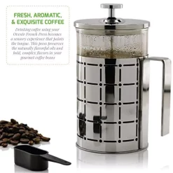 Coffee Makers Ovente 3-Cup Silver Borosilicate Glass Heat-Resistant Cafetiere French Press Coffee And Tea Maker With Free Measuring Scoop -BergHOFF Shop silver ovente french presses fss27p 44 1000