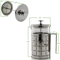 Coffee Makers Ovente 3-Cup Silver Borosilicate Glass Heat-Resistant Cafetiere French Press Coffee And Tea Maker With Free Measuring Scoop -BergHOFF Shop silver ovente french presses fss27p 76 1000
