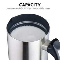 Coffee Makers Ovente 8 Oz. Silver Automatic Electric Milk Frother And Steamer Hot Or Cold Froth Functionality Foam Maker And Warmer -BergHOFF Shop silver ovente milk frothers fr3608br 1f 1000