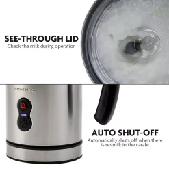 Coffee Makers Ovente 8 Oz. Silver Automatic Electric Milk Frother And Steamer Hot Or Cold Froth Functionality Foam Maker And Warmer -BergHOFF Shop silver ovente milk frothers fr3608br 44 1000