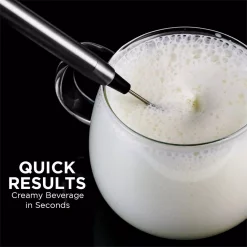 Coffee Makers Ovente Electric Stainless Steel Milk Frother Coffee, Hand Held, Silver (FRS1010S) -BergHOFF Shop silver ovente milk frothers frs1010s 76 1000