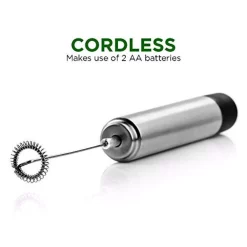 Coffee Makers Ovente Stainless Steel Milk Frother, Coffee Mixer Wand, Silver (FRS1020B) -BergHOFF Shop silver ovente milk frothers frs1020b 1f 1000