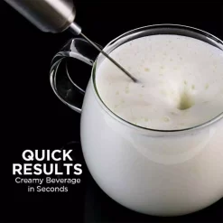 Coffee Makers Ovente Stainless Steel Milk Frother, Coffee Mixer Wand, Silver (FRS1020B) -BergHOFF Shop silver ovente milk frothers frs1020b 31 1000