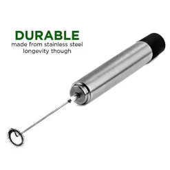 Coffee Makers Ovente Stainless Steel Milk Frother, Coffee Mixer Wand, Silver (FRS1020B) -BergHOFF Shop silver ovente milk frothers frs1020b 44 1000