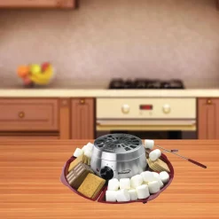 Dessert Makers Brentwood Appliances Silver/Red Indoor Electric Stainless Steel S’mores Maker With 4-Trays And 4-Roasting Forks -BergHOFF Shop silver red brentwood appliances specialty dessert makers ts 603 31 1000