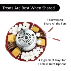 Dessert Makers Brentwood Appliances Silver/Red Indoor Electric Stainless Steel S’mores Maker With 4-Trays And 4-Roasting Forks -BergHOFF Shop silver red brentwood appliances specialty dessert makers ts 603 4f 1000