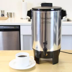 Coffee Makers West Bend 30-Cup Silver Commercial Aluminum Coffee Urn Features Automatic Temperature Control With Quick Brewing -BergHOFF Shop silver west bend coffee urns 58030 44 1000
