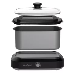 Cookers West Bend 6 Qt. Silver Non-Stick Versatility Slow Cooker With 5-Temperature Settings Includes Travel Lid And Thermal Tote 8 Cookers West Bend 6 Qt. Silver Non-Stick Versatility Slow Cooker With 5-Temperature Settings Includes Travel Lid And Thermal Tote -BergHOFF Shop silver west bend slow cookers 87906 1f 1000