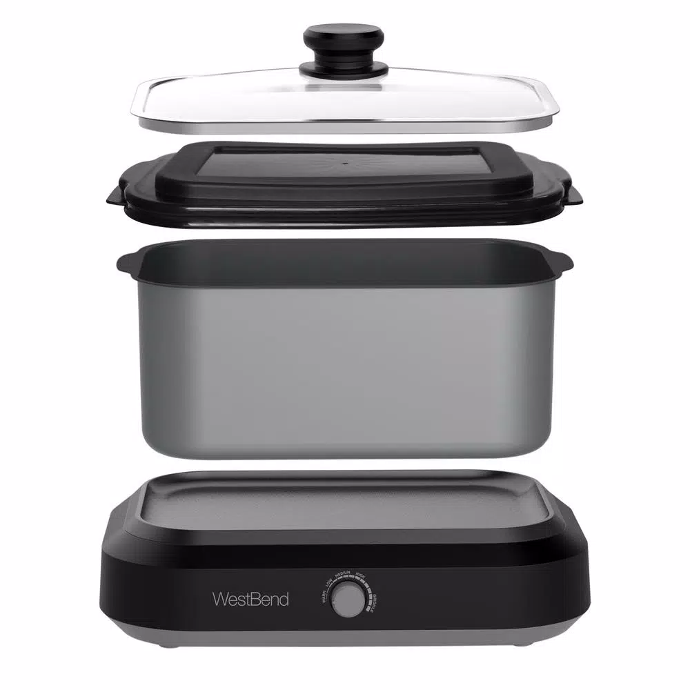 Cookers West Bend 6 Qt. Silver Non-Stick Versatility Slow Cooker With 5-Temperature Settings Includes Travel Lid And Thermal Tote 4 Cookers West Bend 6 Qt. Silver Non-Stick Versatility Slow Cooker With 5-Temperature Settings Includes Travel Lid And Thermal Tote - Image 4