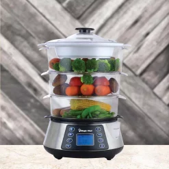 Cookers Magic Chef 3-Tier 12 Qt. Stainless Steel Countertop Food Steamer And Rice Cooker -BergHOFF Shop stainless magic chef rice cookers mcsfs12st 1d 1000