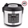 Cookers AROMA 20-Cup Silver Rice Cooker With Food Steamer And Slow Cooker Functions