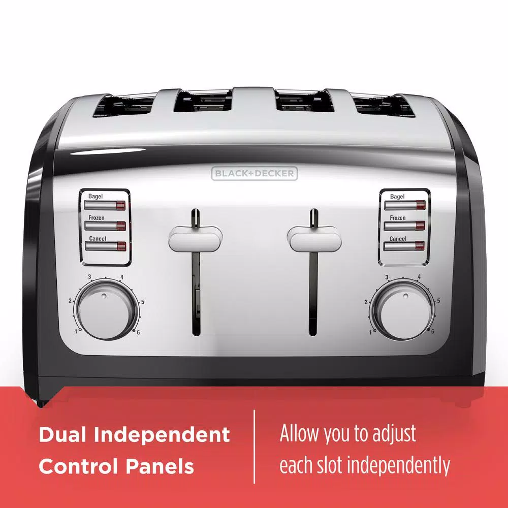 Toasters BLACK+DECKER 4-Slice Stainless Steel Wide Slot Toaster With Crumb Tray 4 Toasters BLACK+DECKER 4-Slice Stainless Steel Wide Slot Toaster With Crumb Tray - Image 4