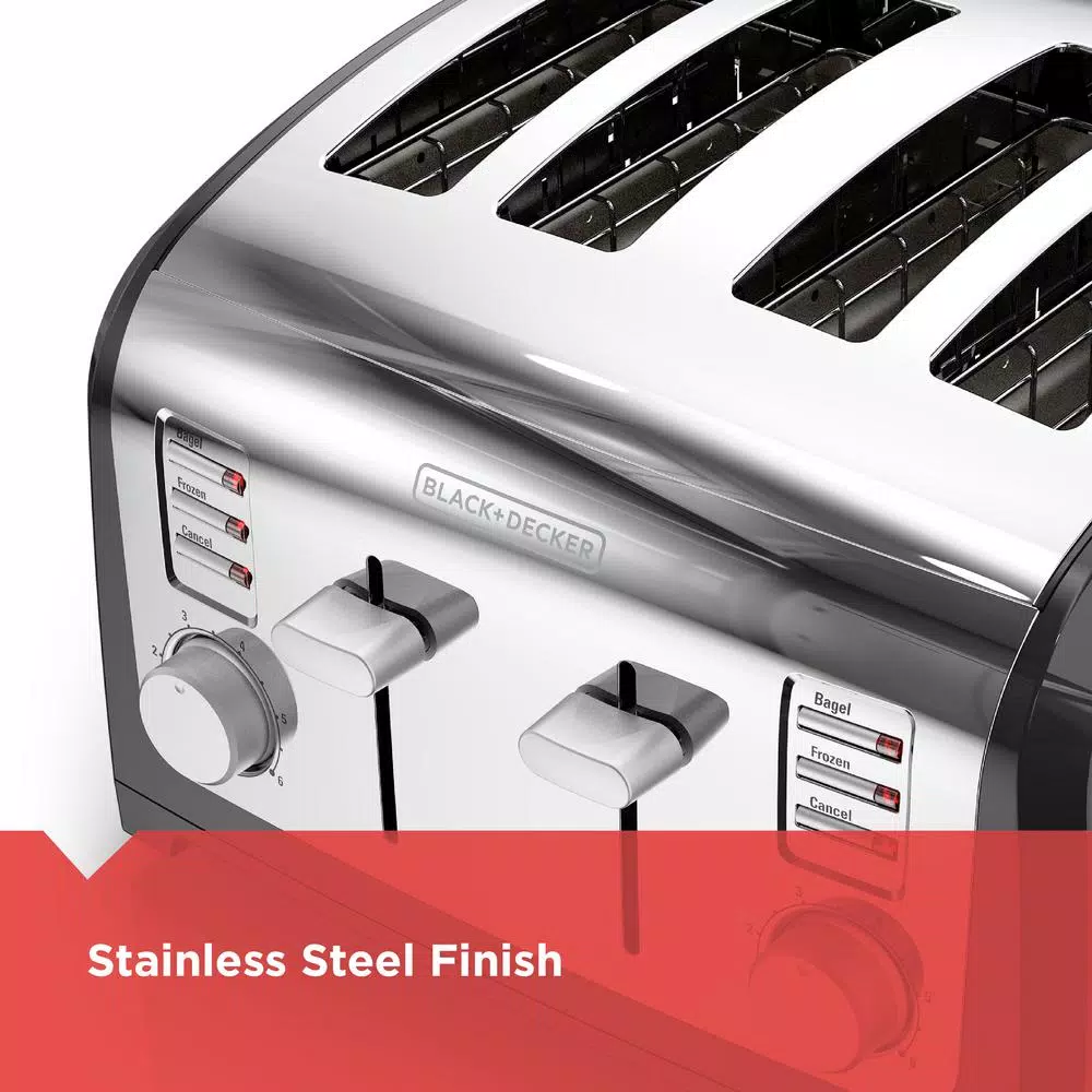 Toasters BLACK+DECKER 4-Slice Stainless Steel Wide Slot Toaster With Crumb Tray 5 Toasters BLACK+DECKER 4-Slice Stainless Steel Wide Slot Toaster With Crumb Tray - Image 5
