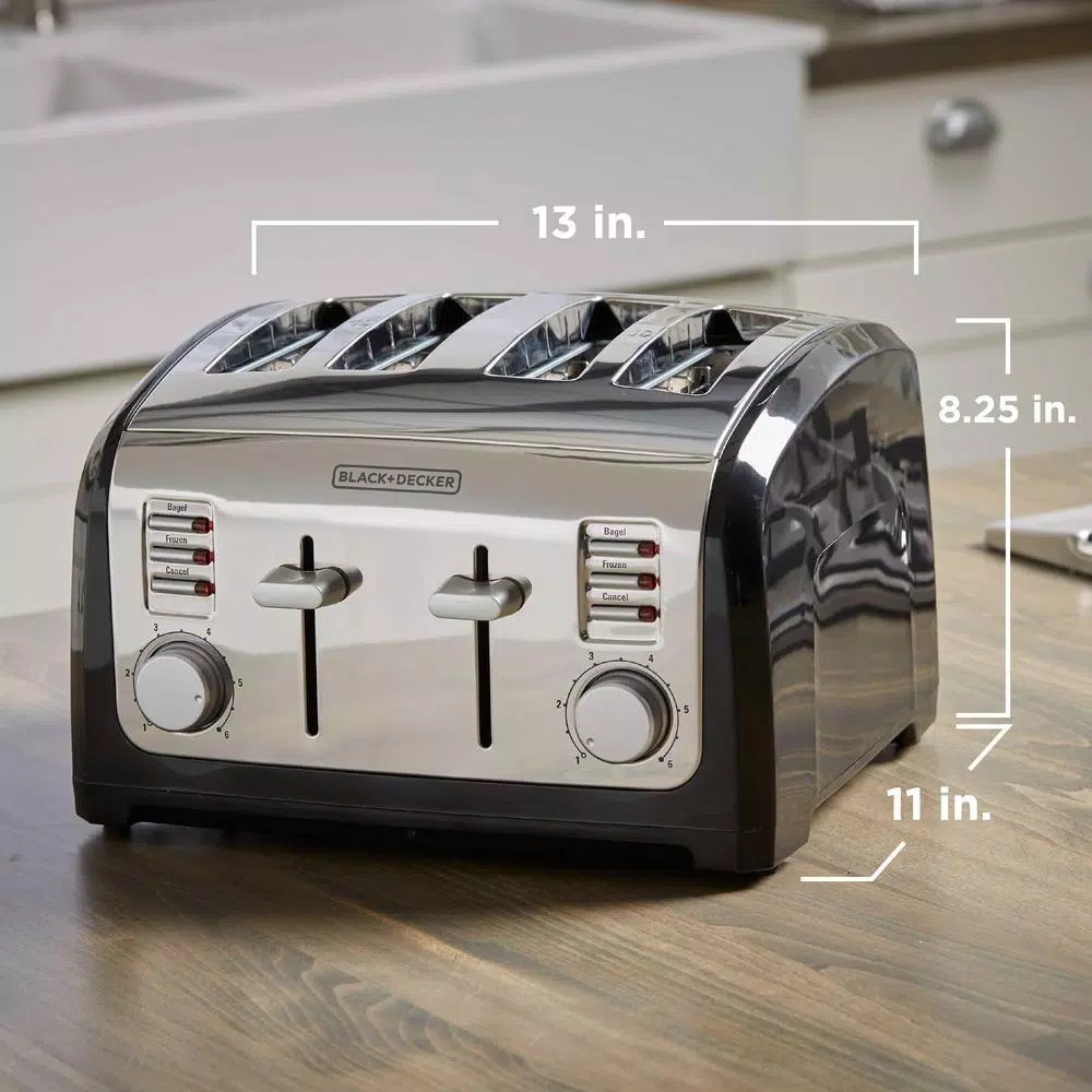 Toasters BLACK+DECKER 4-Slice Stainless Steel Wide Slot Toaster With Crumb Tray 7 Toasters BLACK+DECKER 4-Slice Stainless Steel Wide Slot Toaster With Crumb Tray - Image 7
