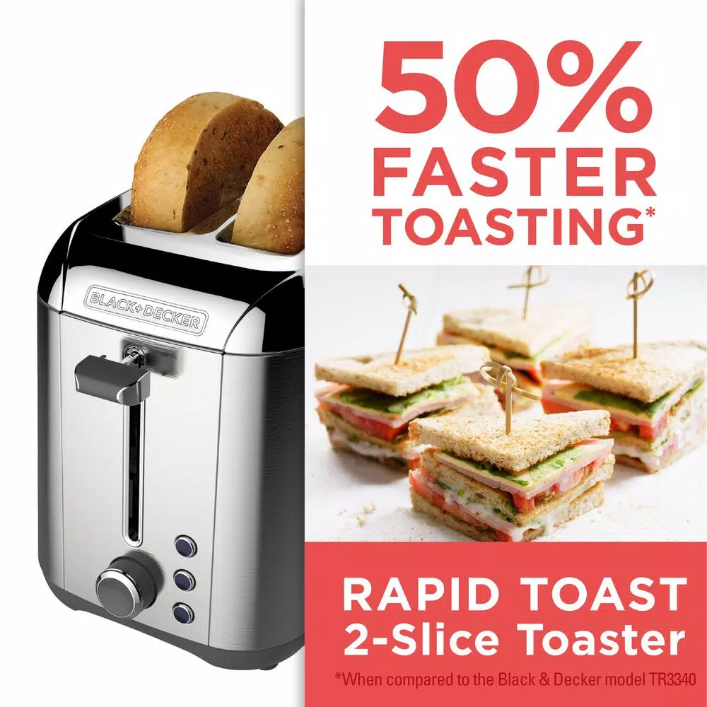 Toasters BLACK+DECKER Rapid Toast 2-Slice Stainless Steel Wide Slot Toaster 5 Toasters BLACK+DECKER Rapid Toast 2-Slice Stainless Steel Wide Slot Toaster - Image 5