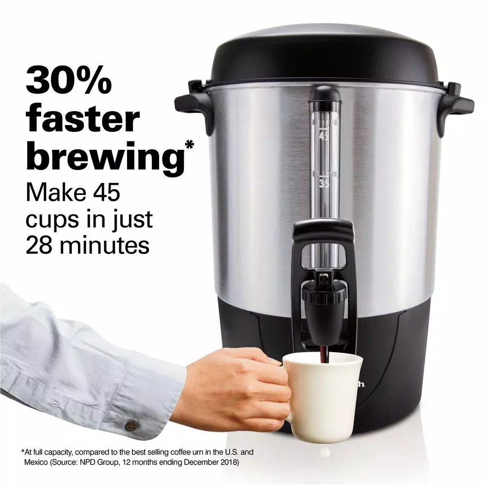 Coffee Makers Hamilton Beach 45-Cup Fast Brew Stainless Steel With 1-Hand Dispensing Coffee Urn 2 Coffee Makers Hamilton Beach 45-Cup Fast Brew Stainless Steel With 1-Hand Dispensing Coffee Urn - Image 2