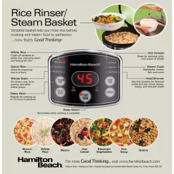 Cookers Hamilton Beach 14-Cup Stainless Steel Rice/Hot Cereal Cooker -BergHOFF Shop stainless steel hamilton beach rice cookers 37548 4f 1000