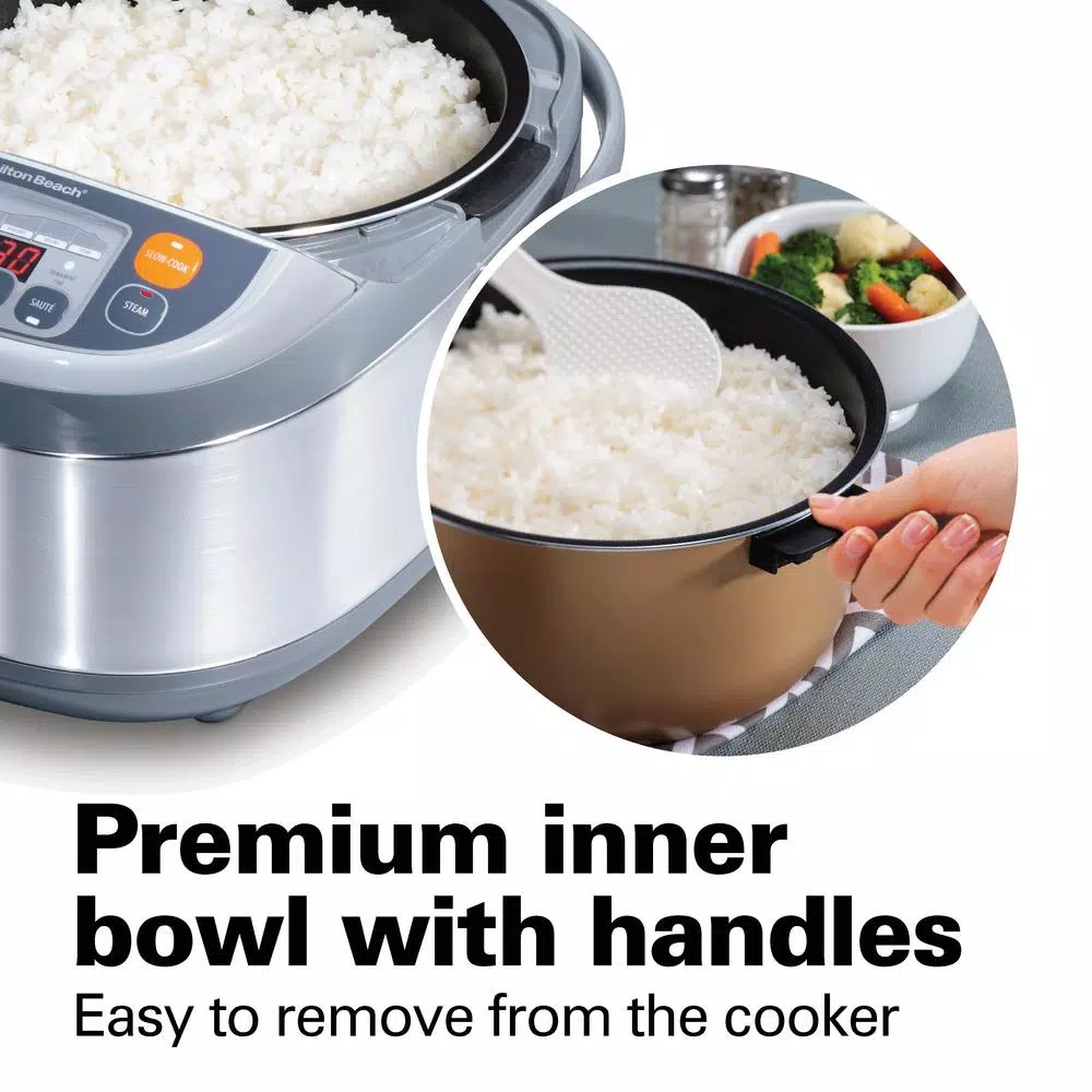 Cookers Hamilton Beach Advanced Multi-Function 16-Cup Stainless Steel Rice Cooker With Fuzzy Logic 8 Cookers Hamilton Beach Advanced Multi-Function 16-Cup Stainless Steel Rice Cooker With Fuzzy Logic - Image 8