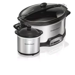 Cookers Hamilton Beach Programmable Stay Or Go 6 Qt. Stainless Steel Slow Cooker With Bonus Party Dipper