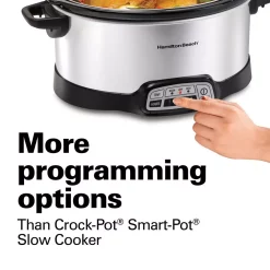 Cookers Hamilton Beach Programmable Stay Or Go 6 Qt. Stainless Steel Slow Cooker With Bonus Party Dipper -BergHOFF Shop stainless steel hamilton beach slow cookers 33766 c3 1000