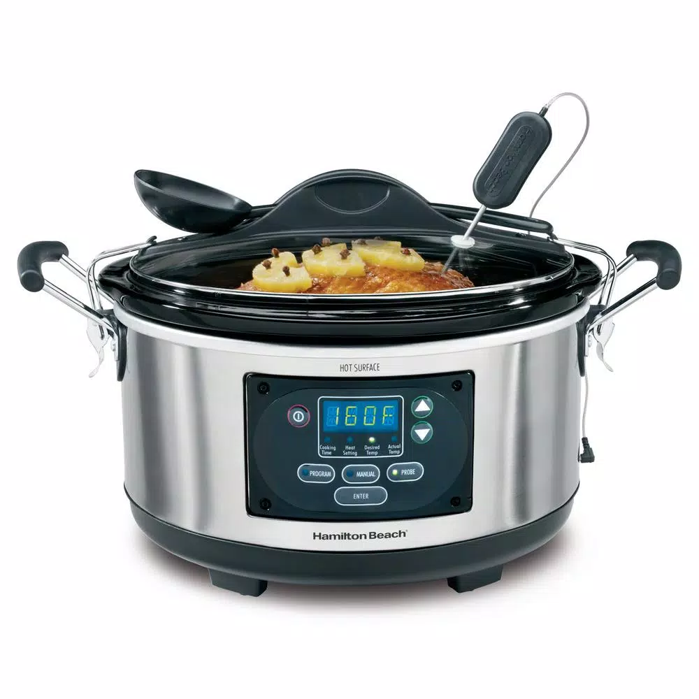 Cookers Hamilton Beach Set And Forget 6 Qt. Stainless Steel Programmable Slow Cooker With Temperature Probe 1 Cookers Hamilton Beach Set And Forget 6 Qt. Stainless Steel Programmable Slow Cooker With Temperature Probe