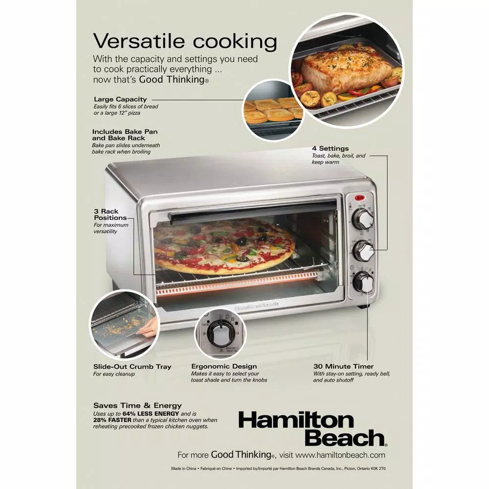 Toasters Hamilton Beach 1440-Watt 6-Slice Stainless Steel Toaster Oven 8 Toasters Hamilton Beach 1440-Watt 6-Slice Stainless Steel Toaster Oven - Image 8