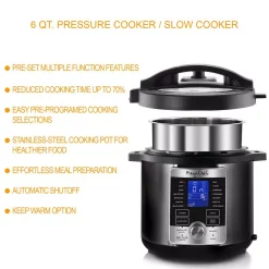 Cookers MegaChef 6 Qt. Stainless Steel Electric Pressure Cooker With Stainless Steel Pot -BergHOFF Shop stainless steel megachef electric pressure cookers 985111967m 4f 1000