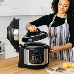 Cookers NINJA Foodi Deluxe 8 Qt. Black Electric Pressure Cooker And Air Fryer -BergHOFF Shop stainless steel ninja electric pressure cookers fd401 4f 1000